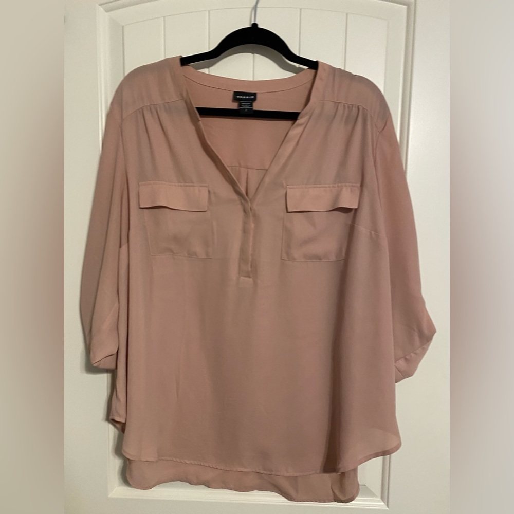 Torrid, Size 2, EUC, nude pink blouse, Harper Georgette Style